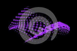 Math flow template for presentation. Light-emitting lines highlighting regularity space of particles. Ordered sinusoidal science.