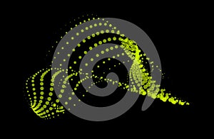 Math flow template for presentation. Light-emitting lines highlighting regularity space of particles. Ordered sinusoidal science.