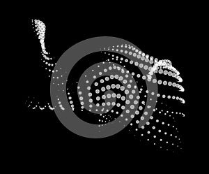 Math flow template for presentation. Light-emitting lines highlighting regularity space of particles. Ordered sinusoidal science.
