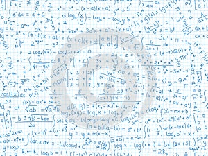 Math formulae blue vector seamless pattern