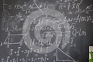 Math formulas on black board