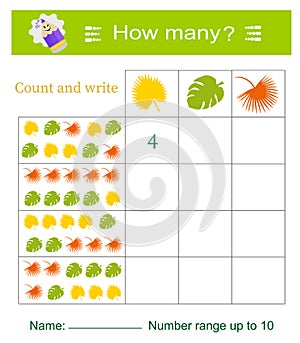 A game for children. How many? Developing numeracy skills. photo