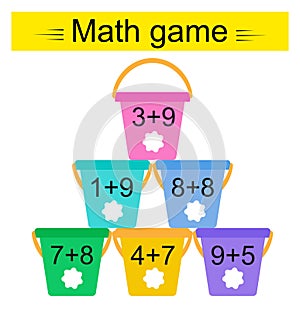 Math game for kids. Number range up to 20. Developing numeracy skills. Vector.