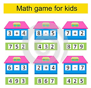 Math game. Number range up to 10. Developing numeracy skills. Vector illustration