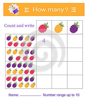 Math game. Preschool worksheet activity. Printable worksheet.