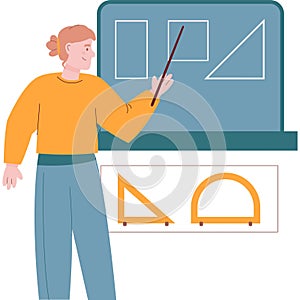 Math and geometry icon school teacher vector
