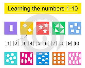 Math for kids. Preschool worksheet activity. Developing numeracy skills. Vector photo