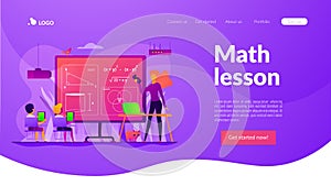 Math lessons landing page template.