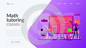 Math lessons landing page template.