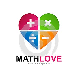 Math love vector logo icon