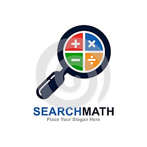 Math magnifying glass logo vector icon