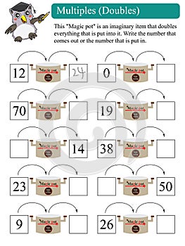 Math multiples doubles magic pot