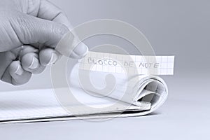 Notebook word in Italian as` Blocco note` photo