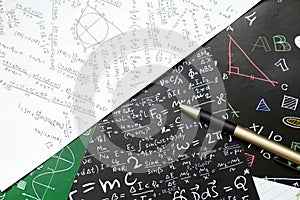 Math problems on graph paper with pencil ,formula arithmetic using for concept of World Maths Day