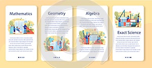 Math school subject web banner or landing page set. Learning