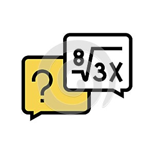 Math solving geek color icon vector illustration