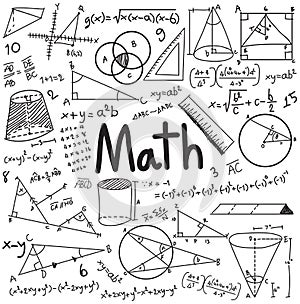 Math theory and mathematical formula equation doodle handwriting