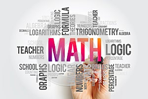 Math word cloud collage, education concept background