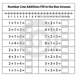 Math worksheet for kids. Addition. Maths activity page with.