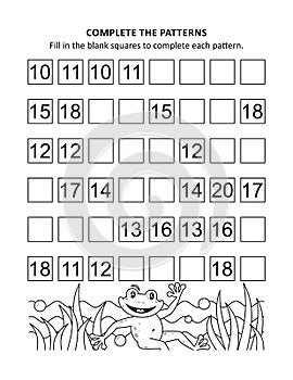 Math worksheet for kids with patterns and numbers