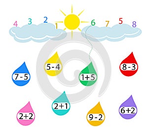 Math worksheets for kids. Developing numeracy skills. Vector.