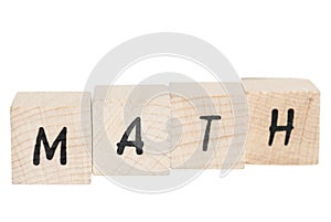 Math Written With Wooden Blocks.