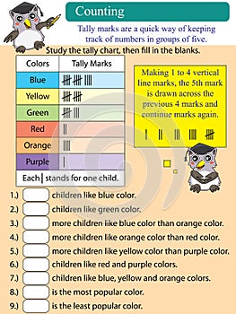 Mathematic counting tally chart