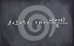 Mathematic formula on chalkboard photo
