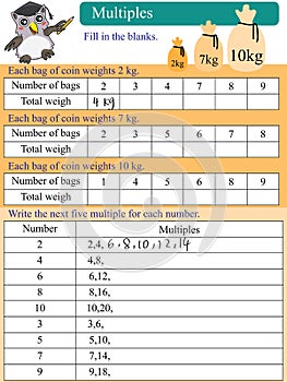 Mathematic multiples list photo