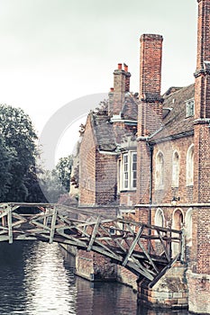 Mathematical bridge vertical view, Cambridge, UK