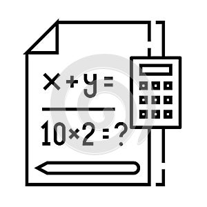 Mathematical equation line icon, concept sign, outline vector illustration, linear symbol.