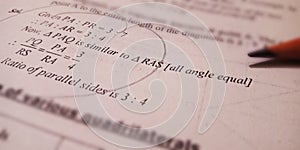 mathematical equation solve on geometric patterns presented white paper