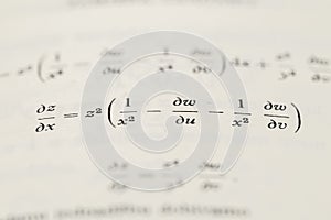 Mathematical Equations and Derivatives on a White Page