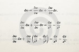 Mathematical Equations and Derivatives on a White Page