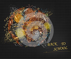 Mathematical equations and formulas in circle frame