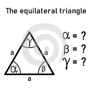 Mathematical example - supplementing the sizes of all interior angles in an equilateral triangle