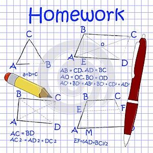 Mathematical figures and formulas. Doodle