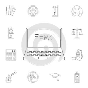 mathematical formula on a laptop icon. Detailed set of Science. Premium quality graphic design icon. One of the collection icons f