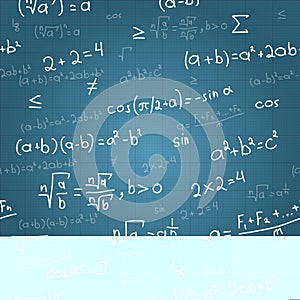 Mathematical formulas vector seamless pattern on