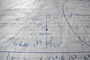 Mathematical formulas written in notebook closeup photo