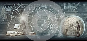 Mathematical Investment Illustration on Chalkboard Background