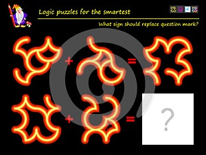 Mathematical logic puzzle game for children and adults. What sign should replace question mark? Draw him.