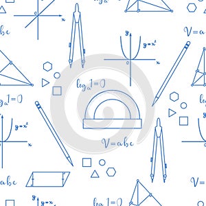 Mathematical scientific vector seamless pattern.