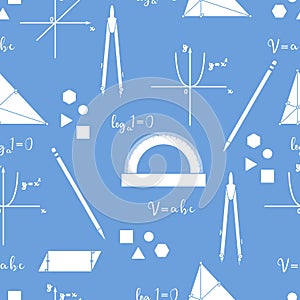 Mathematical scientific vector seamless pattern.