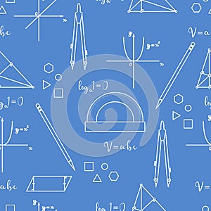 Mathematical scientific vector seamless pattern