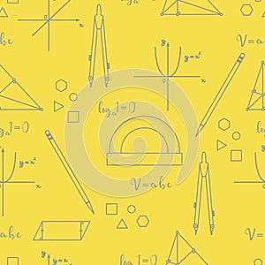 Mathematical scientific vector seamless pattern