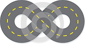Mathematical symbol of infinite with traffic road illustration