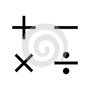 Mathematical symbols. Plus, minus, multiplication and division sign
