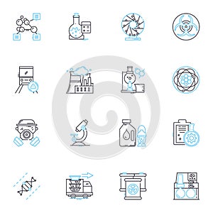 Mathematics calculus linear icons set. derivative, integral, limit, function, coordinate, curve, tangent line vector and