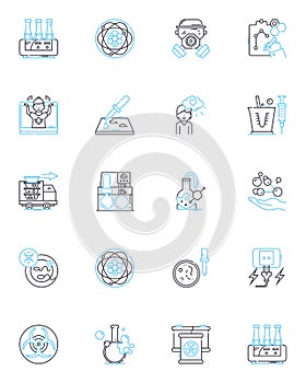 Mathematics calculus linear icons set. derivative, integral, limit, function, coordinate, curve, tangent line vector and